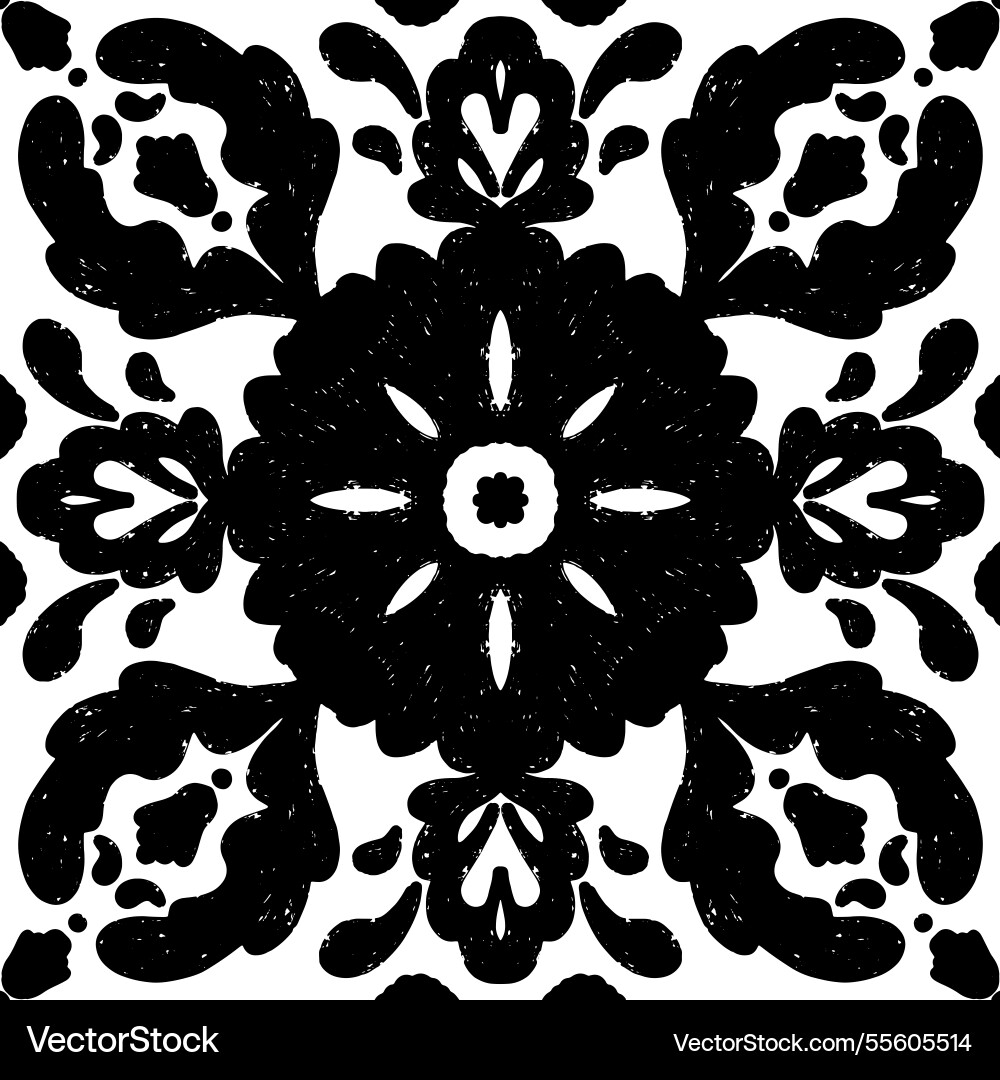 Intricate black pattern with symmetrical Vector Image