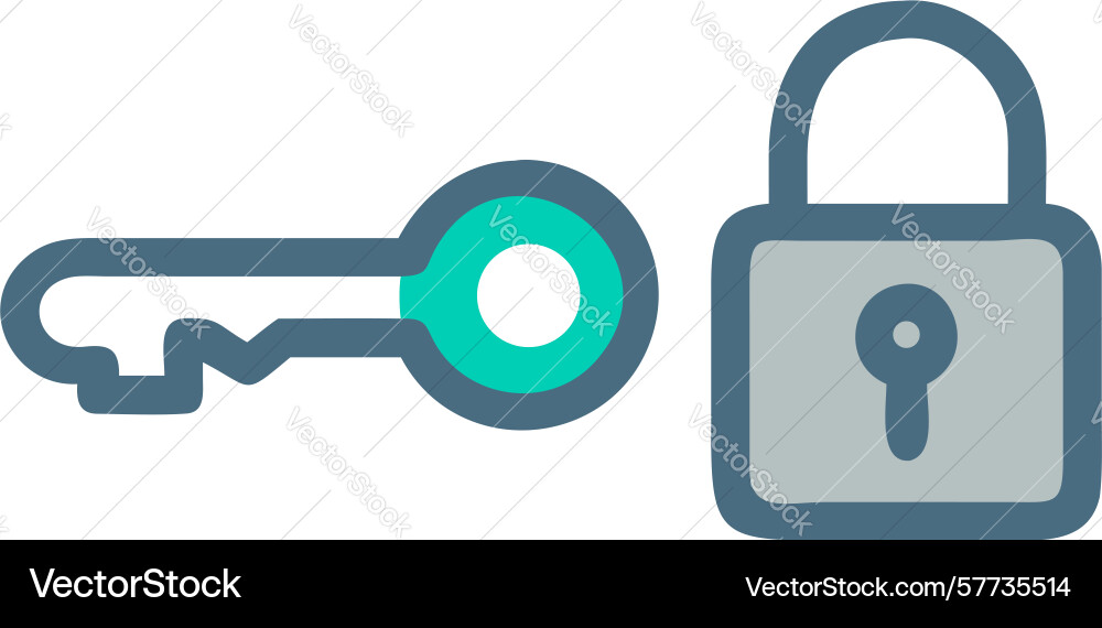 Key and padlock icon digital security access vector image