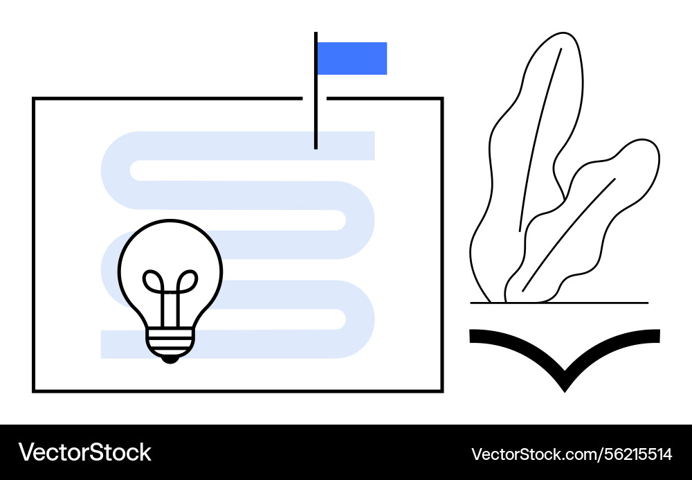 Lightbulb insight with path flag and growth Lightbulb insight with path flag and growth vector image