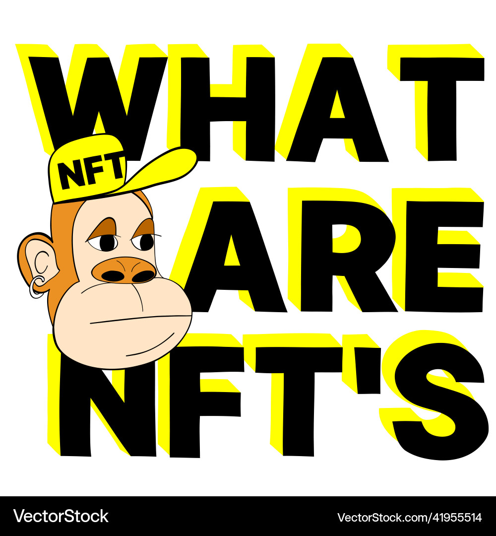 Monkey in yellow cap with text nft concept Vector Image