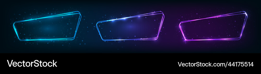 Neon double rounded frame with shining effects Neon double rounded frame with shining effects Vector Image