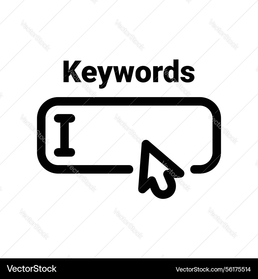 Outline keywords input field with cursor Outline keywords input field with cursor vector image