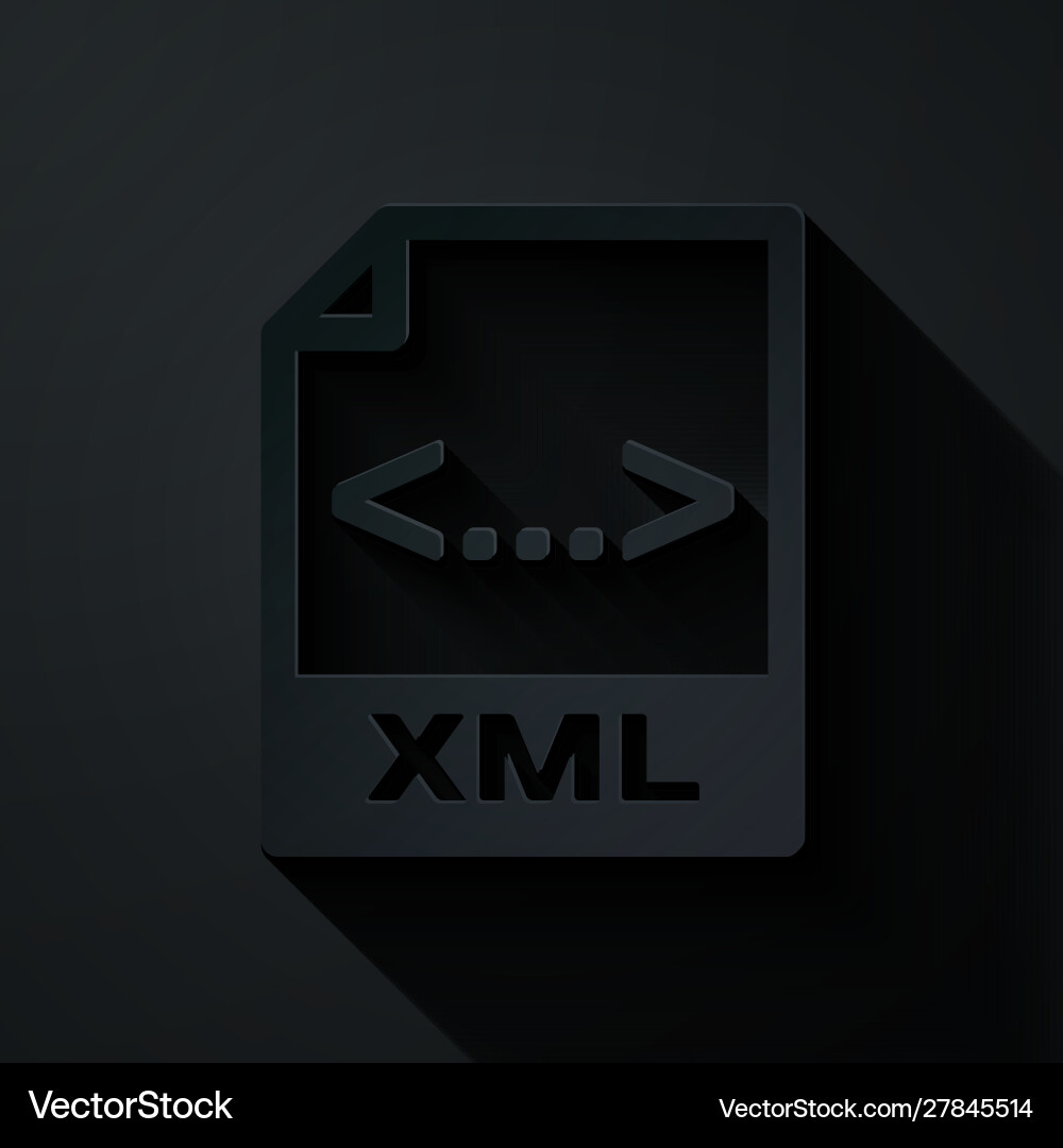 Paper cut xml file document download button Paper cut xml file document download button Vector Image