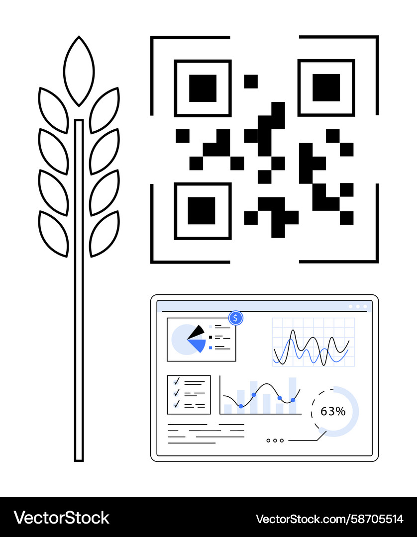 QR Code & Farm Analytics Vector Image