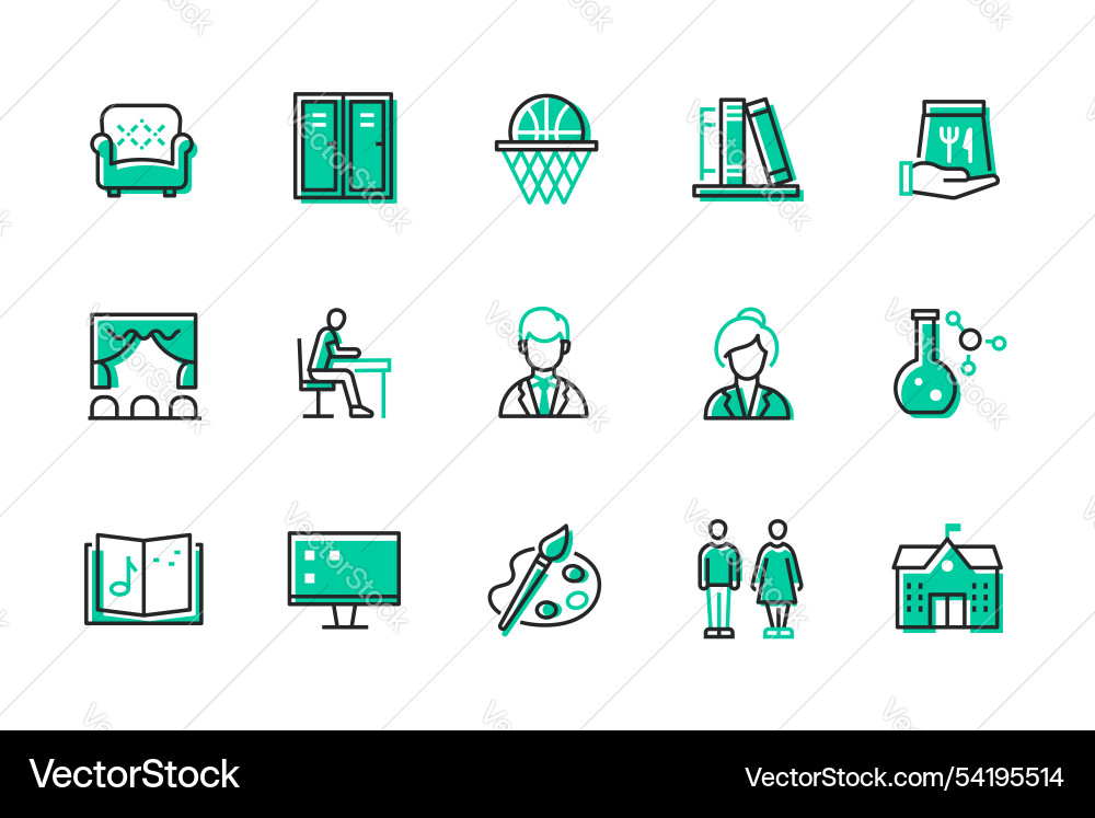 School and university - set of line design style School and university - set of line design style Vector Image