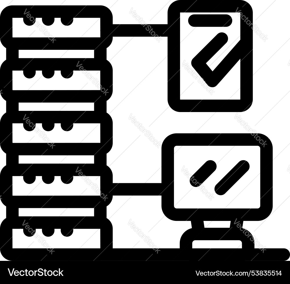 Serverraumdatenverarbeitung mit Computer Serverraumdatenverarbeitung mit Computer Vektorbild