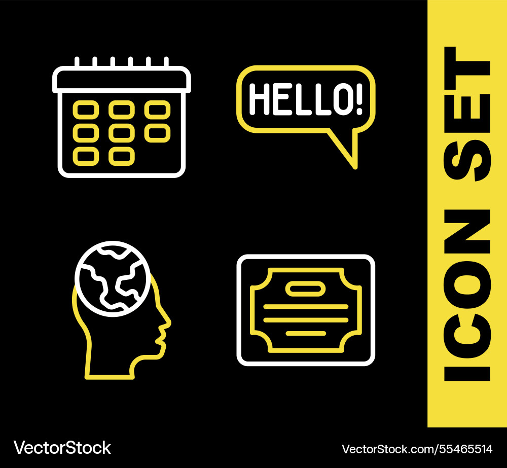 Set line hello in different languages certificate vector image