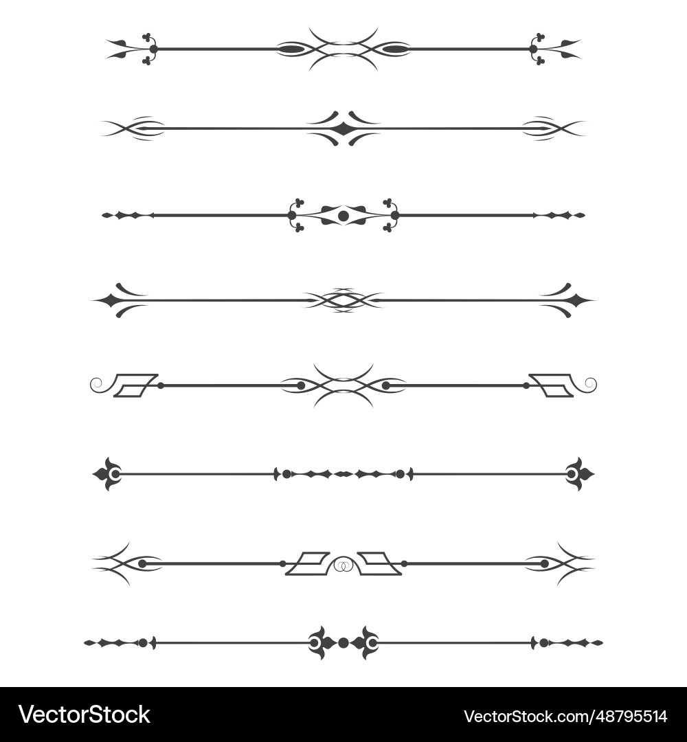 Set of calligraphic design elements- dividersthin Vector Image