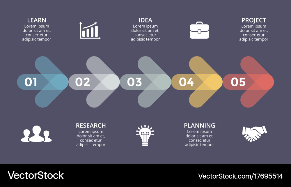 Timeline Chart with Circular Arrows vector image