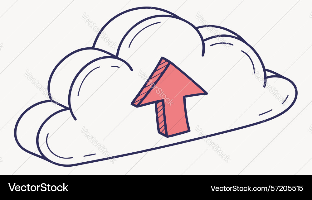 Cloud upload data transfer to digital storage vector image