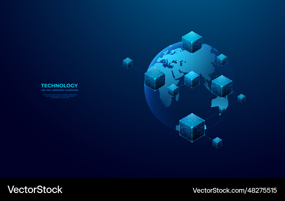 Digital Blockchain Globe vector image