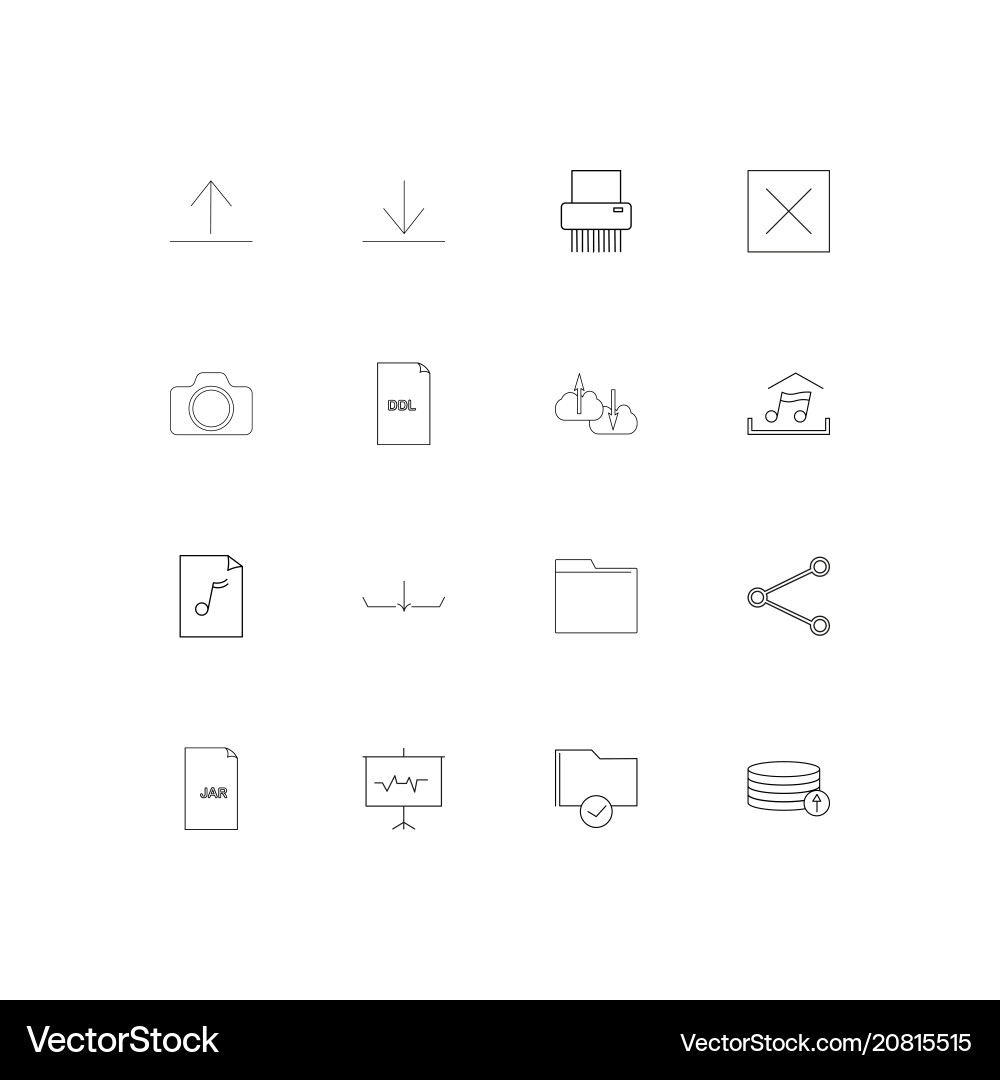 Files and folders sign linear thin icons set Vector Image