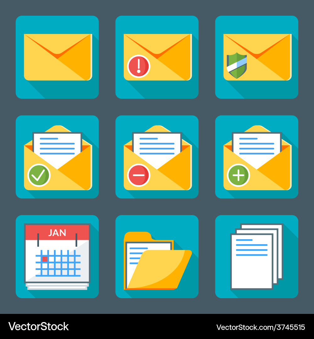 Flat style icon set for web and mobile application Vector Image