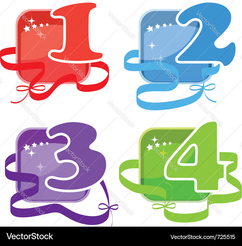 Four buttons with numbers vector image
