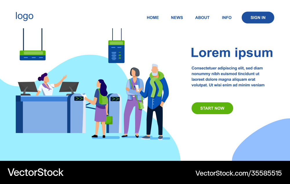 Group passengers standing in queue to counter vector image