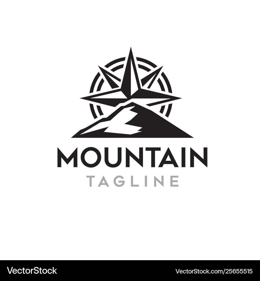 Mountain with compass logo template Mountain with compass logo template vector image