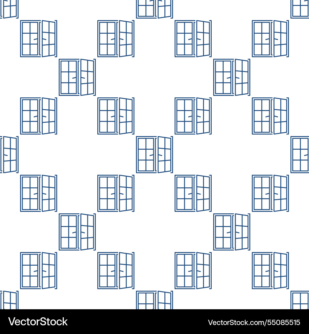 Opened window thin line seamless pattern Opened window thin line seamless pattern Vector Image