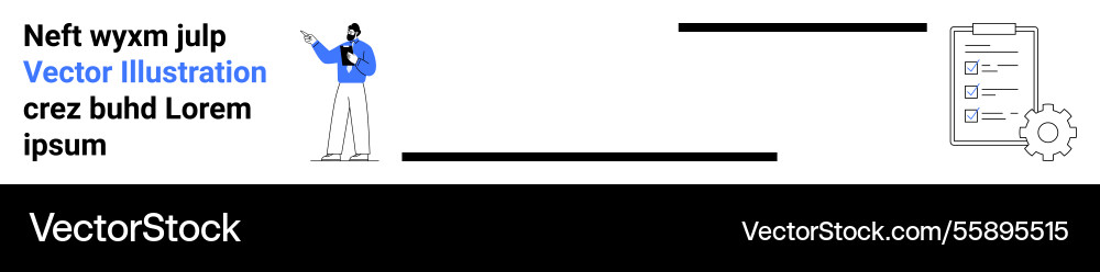Person pointing at text with clipboard checklist Vector Image