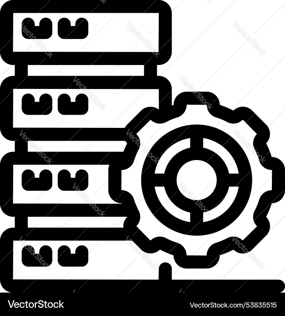 Server optimization icon representing improving Server optimization icon representing improving vector image
