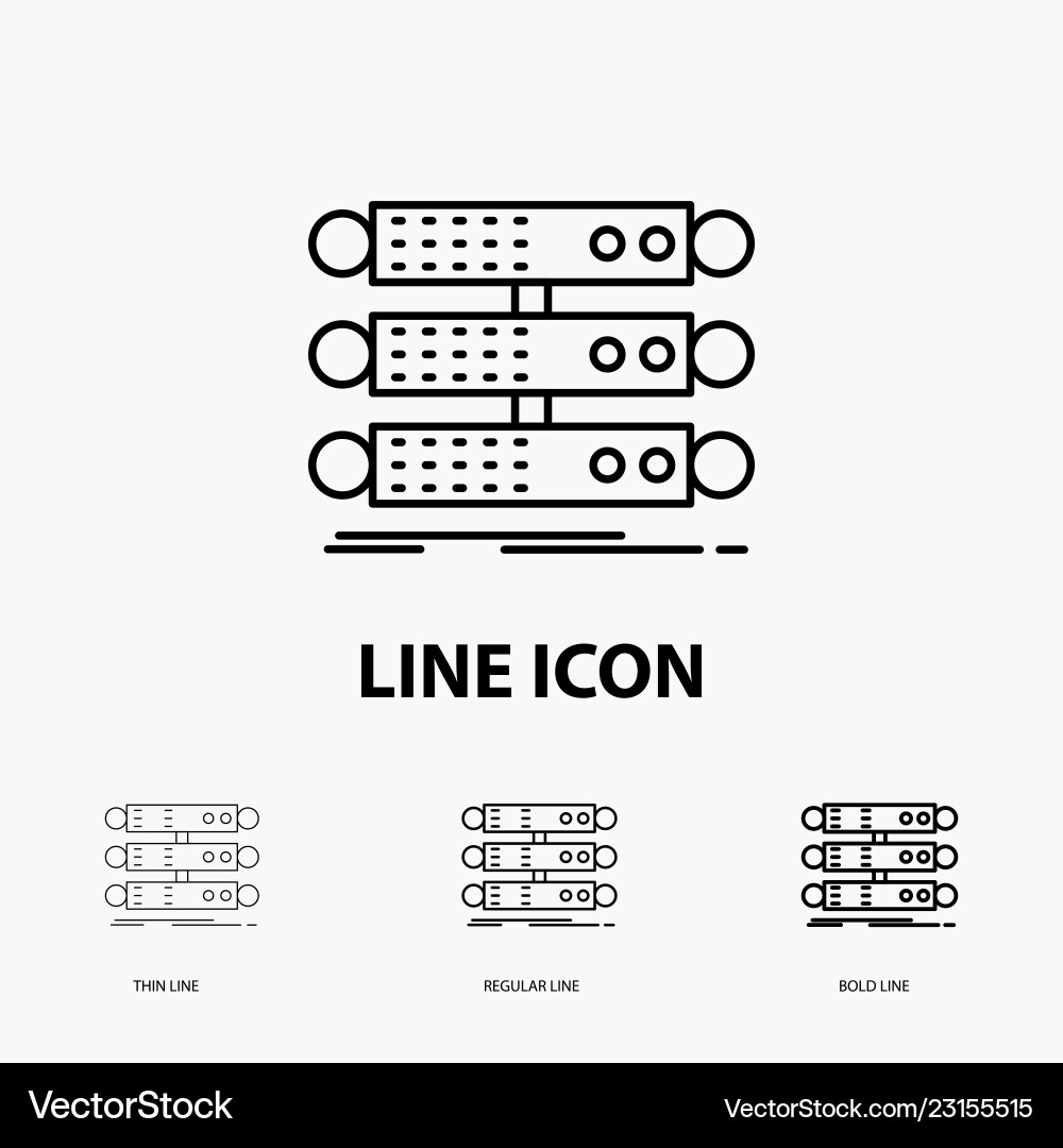 Server structure rack database data icon in thin Vector Image