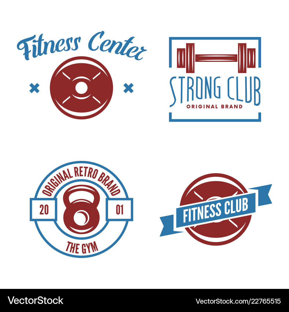 Set of fitness emblems signs labels badges vector image