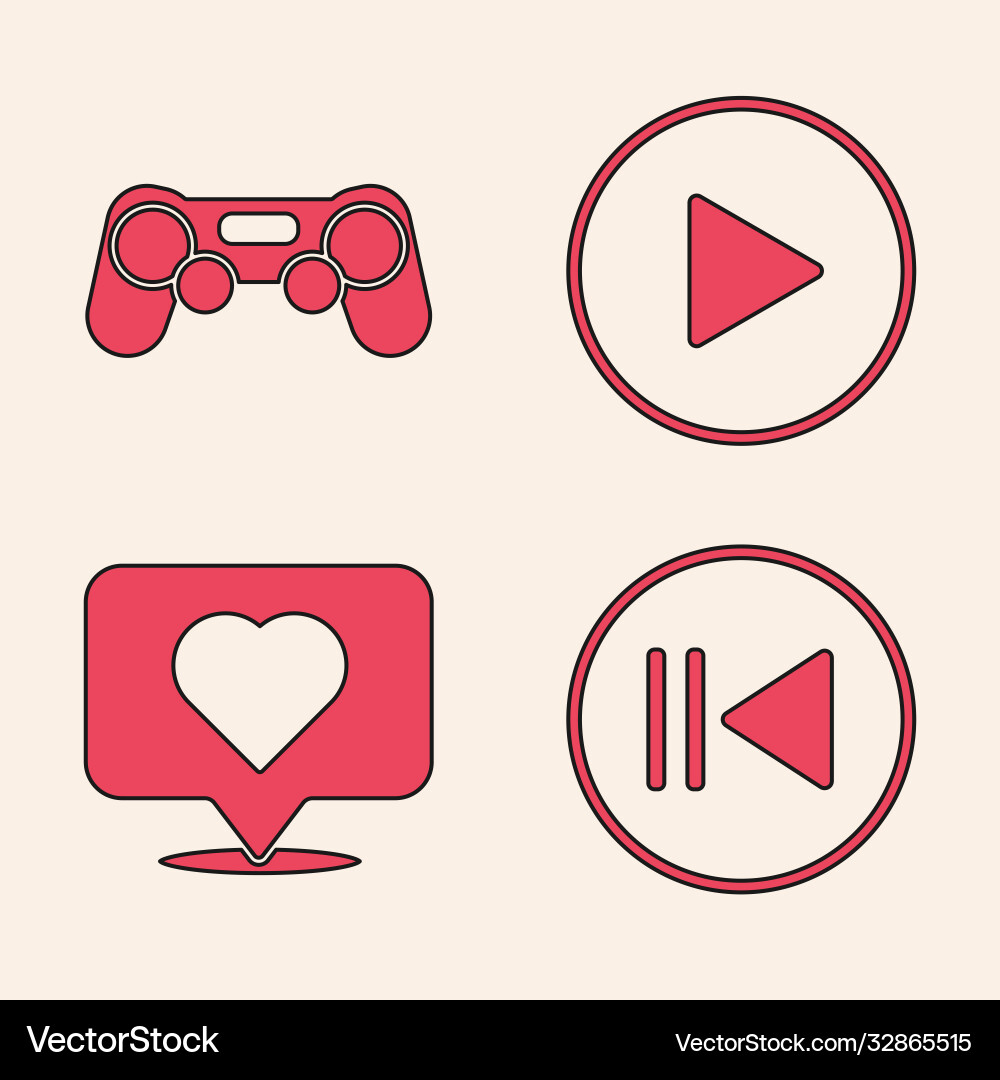Set rewind gamepad play in circle and like Vector Image