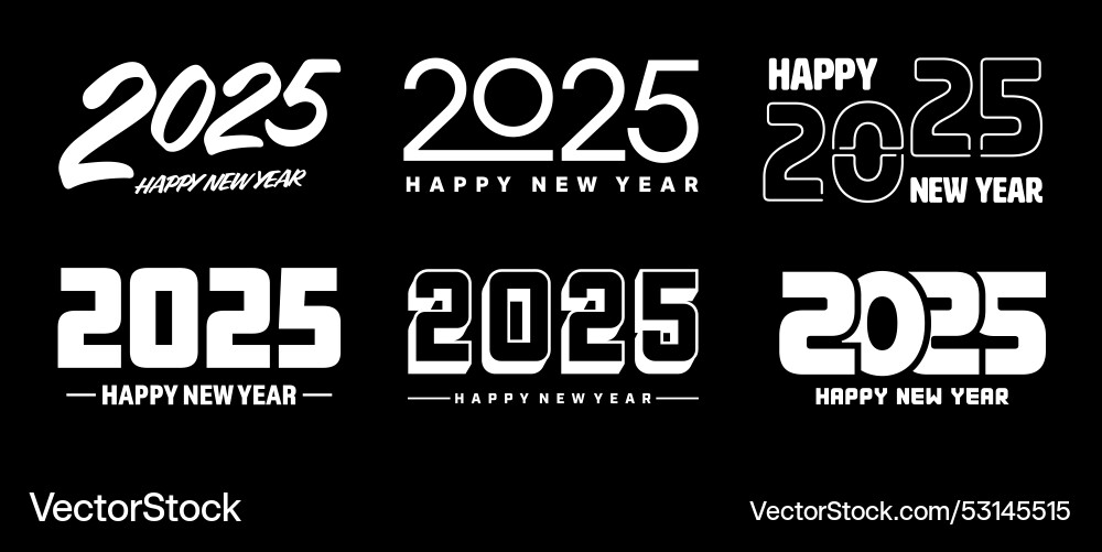 Set von 2025 Frohes neues Jahr Gruß Text Designs Set von 2025 Frohes neues Jahr Gruß Text Designs vektorbild