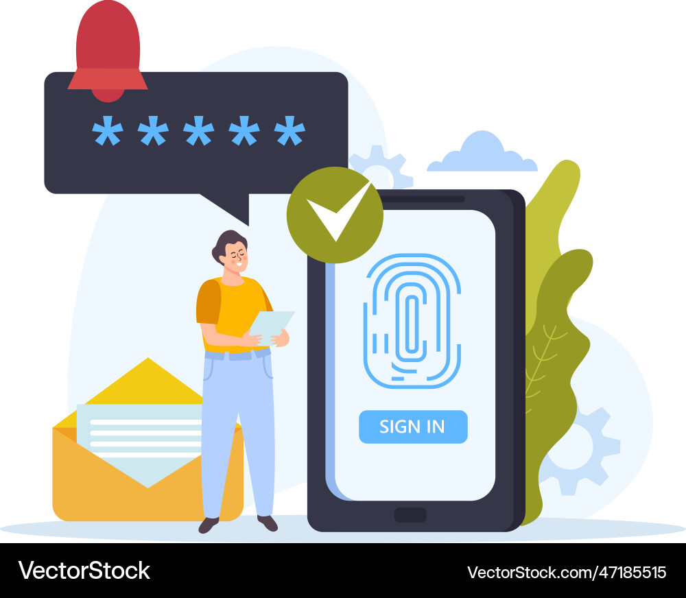 Smartphone Fingerabdruck Passwort Zusammensetzung Smartphone Fingerabdruck Passwort Zusammensetzung vektorbild