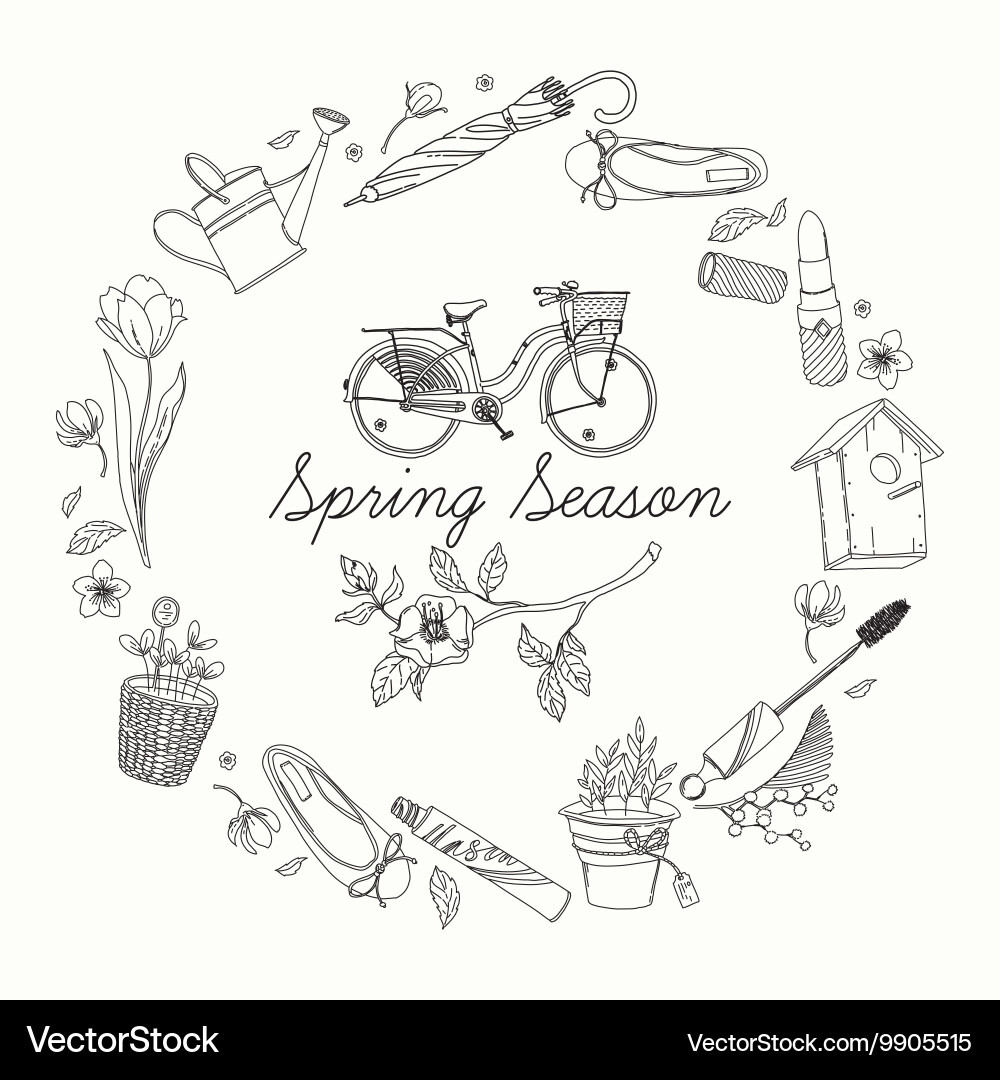 Spring essential icon set Vector Image