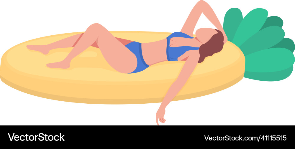 Sunbathing in inflatable pineapple float flat Vector Image
