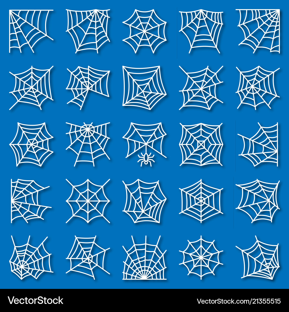 Thin Line Spiderweb Icon Set Vector Image