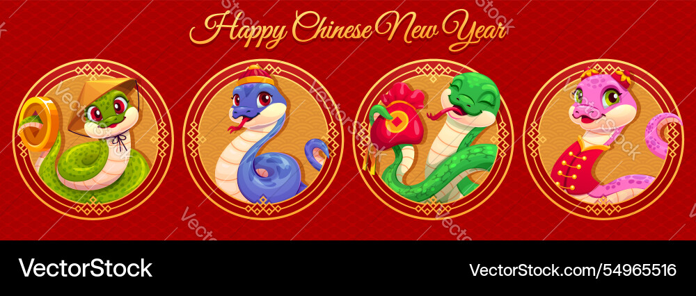2025 asian horoscope snakes collage cny banner 2025 asian horoscope snakes collage cny banner vector image