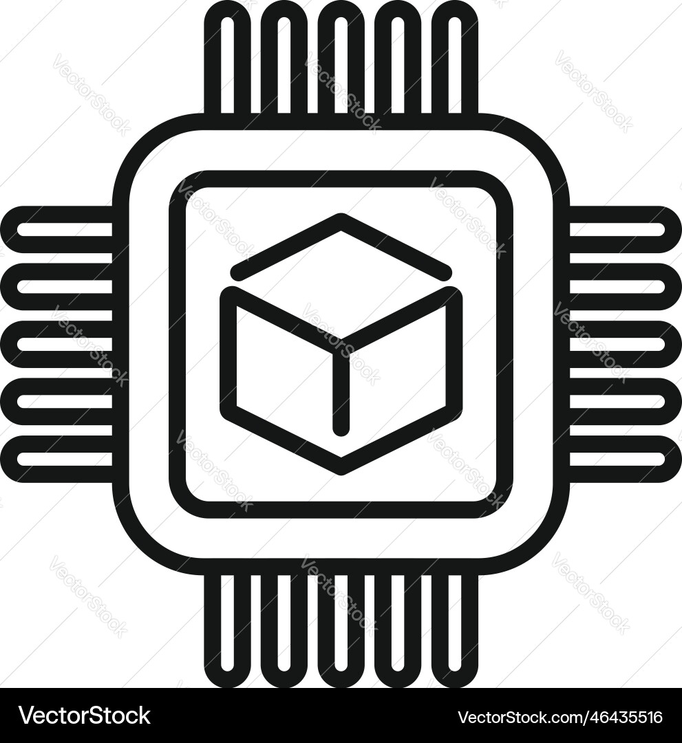 Blockchain processor icon outline block Blockchain processor icon outline block vector image