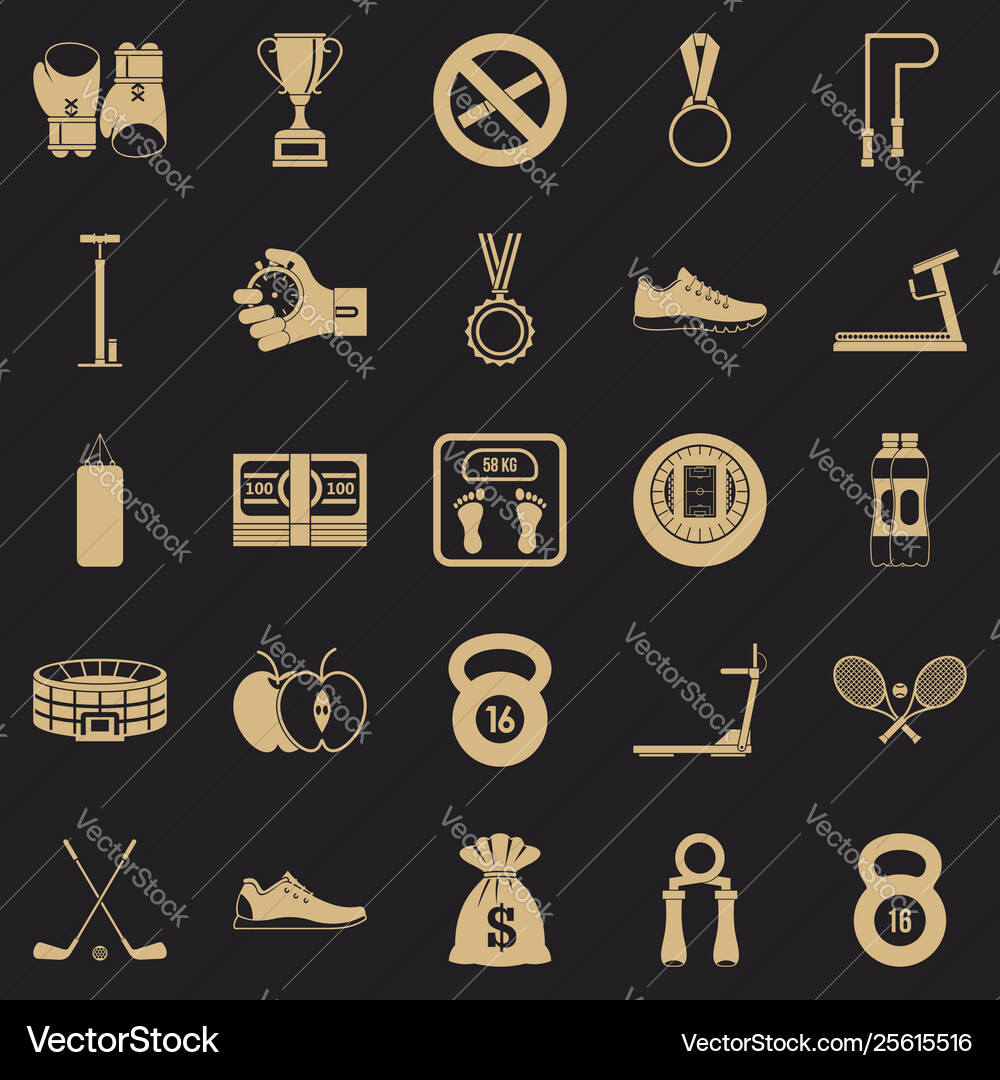Boxing icons set simple style Vector Image