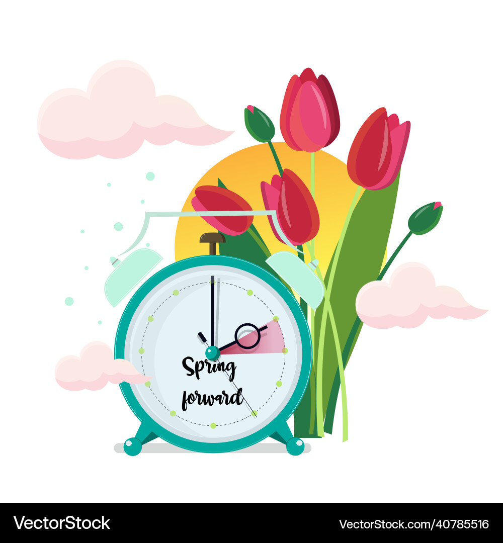 Daylight saving time concept clocks move forward Vector Image