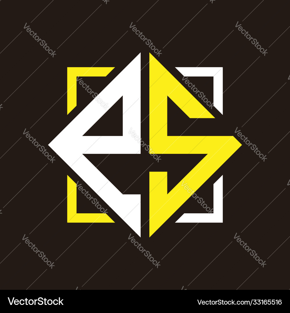 E s initials quadrangle monogram with square E s initials quadrangle monogram with square Vector Image