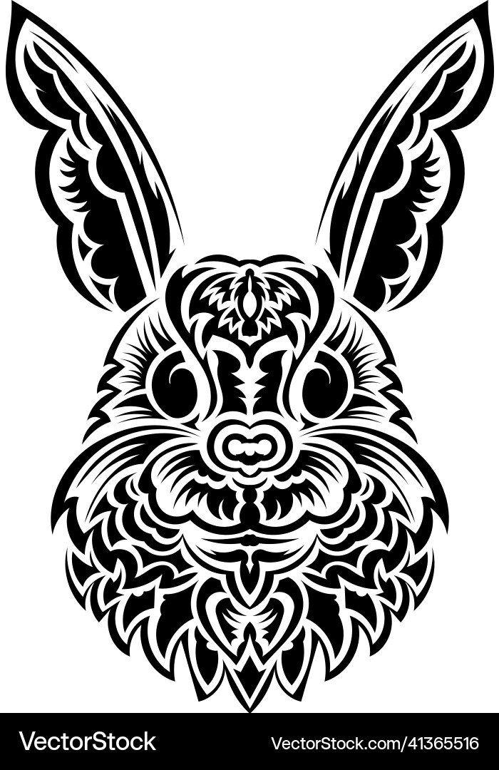 Head of a hare in the style polynesia isolated Head of a hare in the style polynesia isolated Vector Image