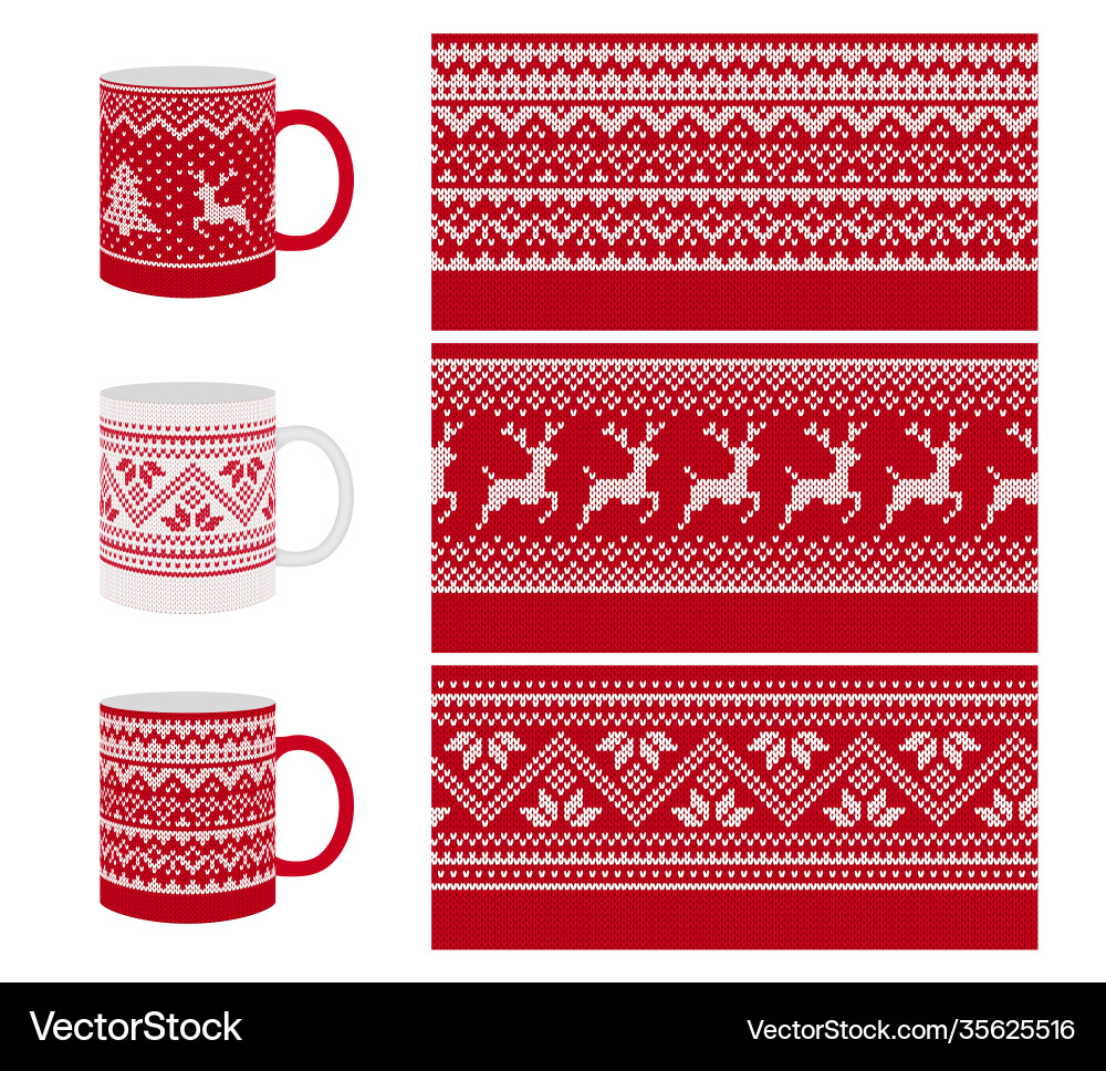 Knit seamless pattern red print border design Knit seamless pattern red print border design vector image
