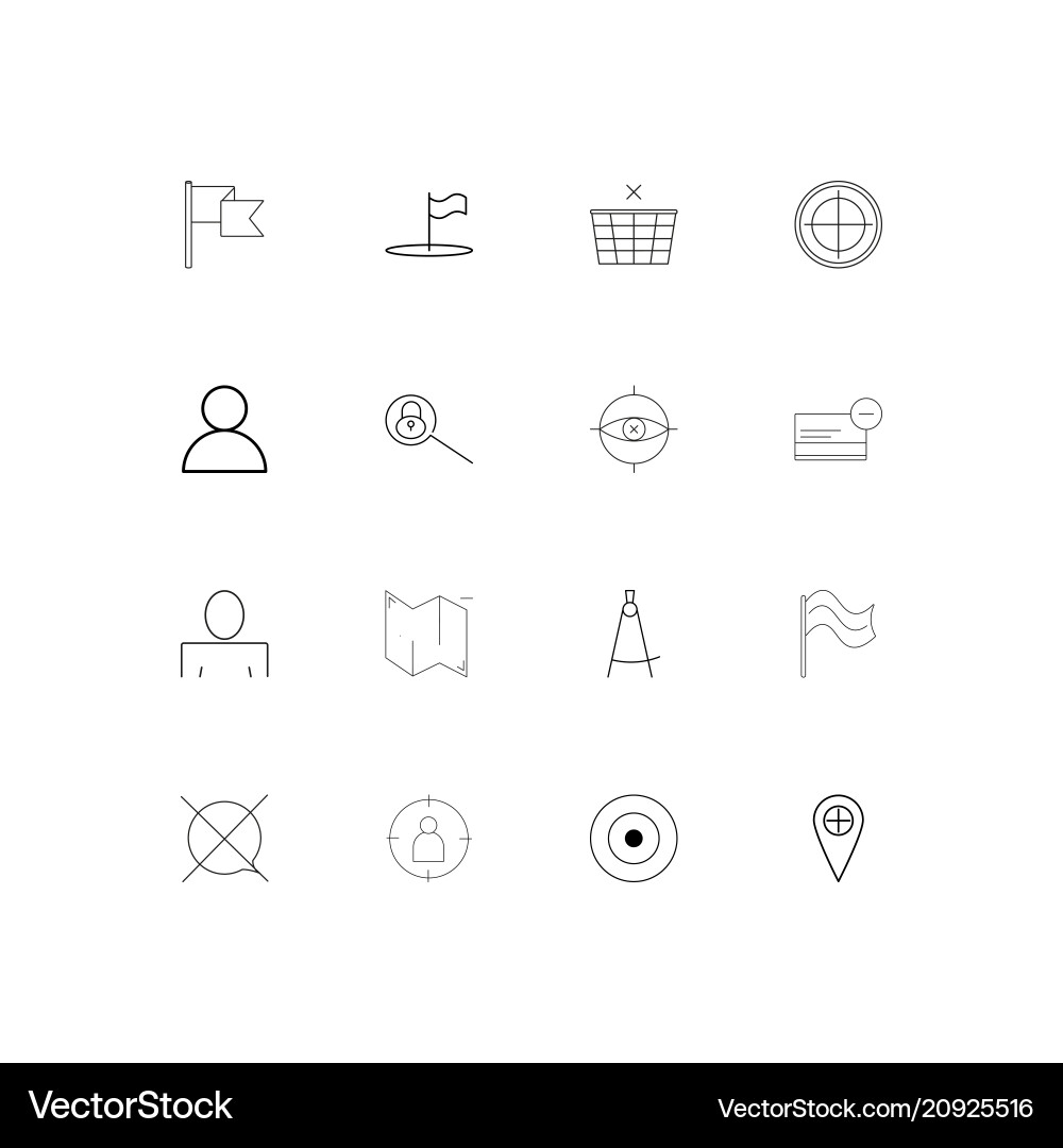 Maps and navigation linear thin icons set Vector Image