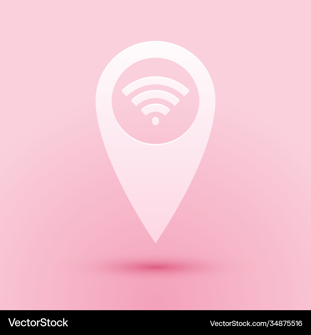 Paper cut pointer map with wifi internet signal Paper cut pointer map with wifi internet signal Vector Image