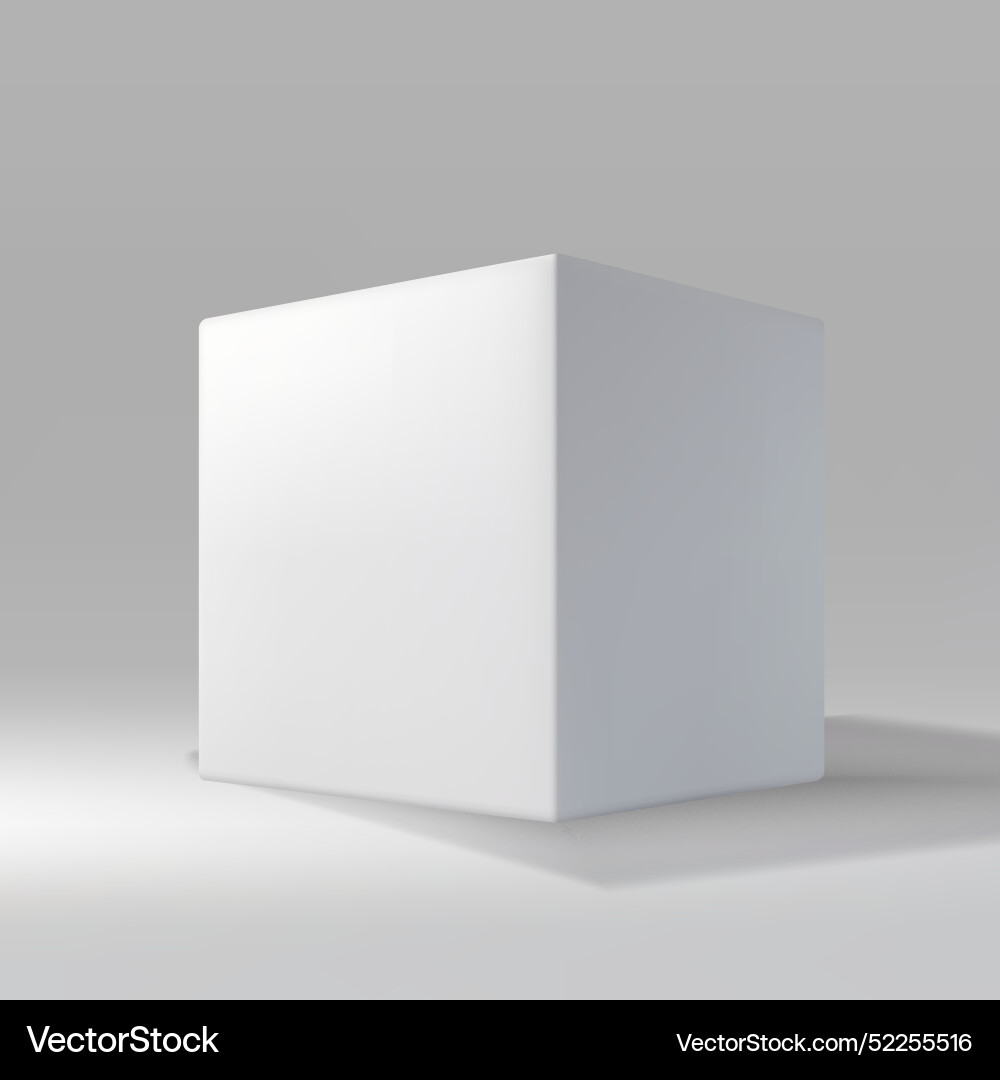 Simple white cube on gradient gray background vector image