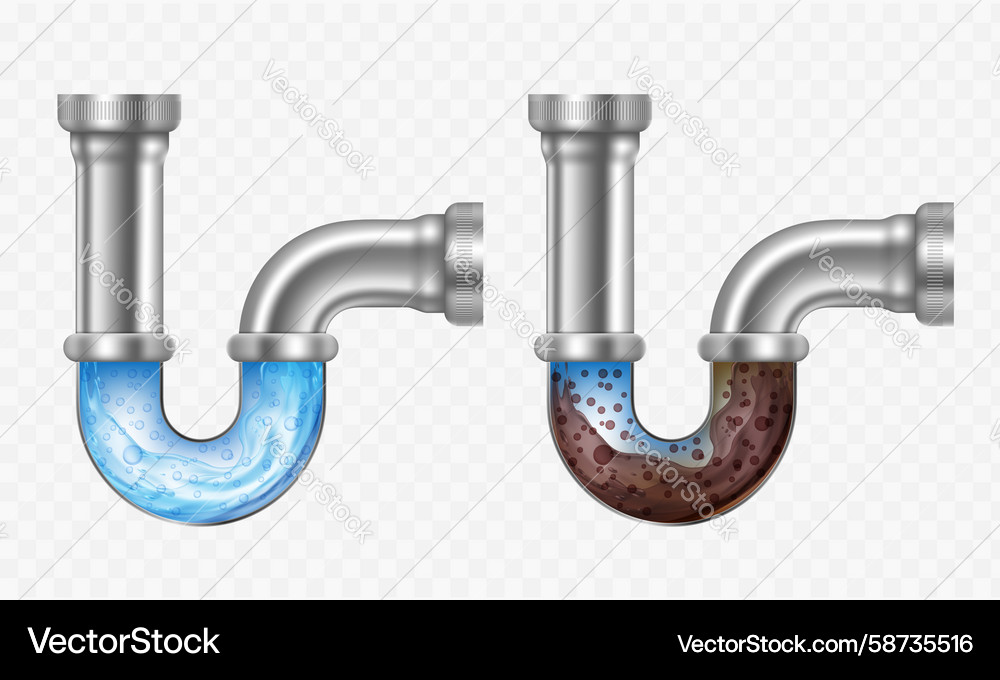 Sink drain pipe with clog Vector Image