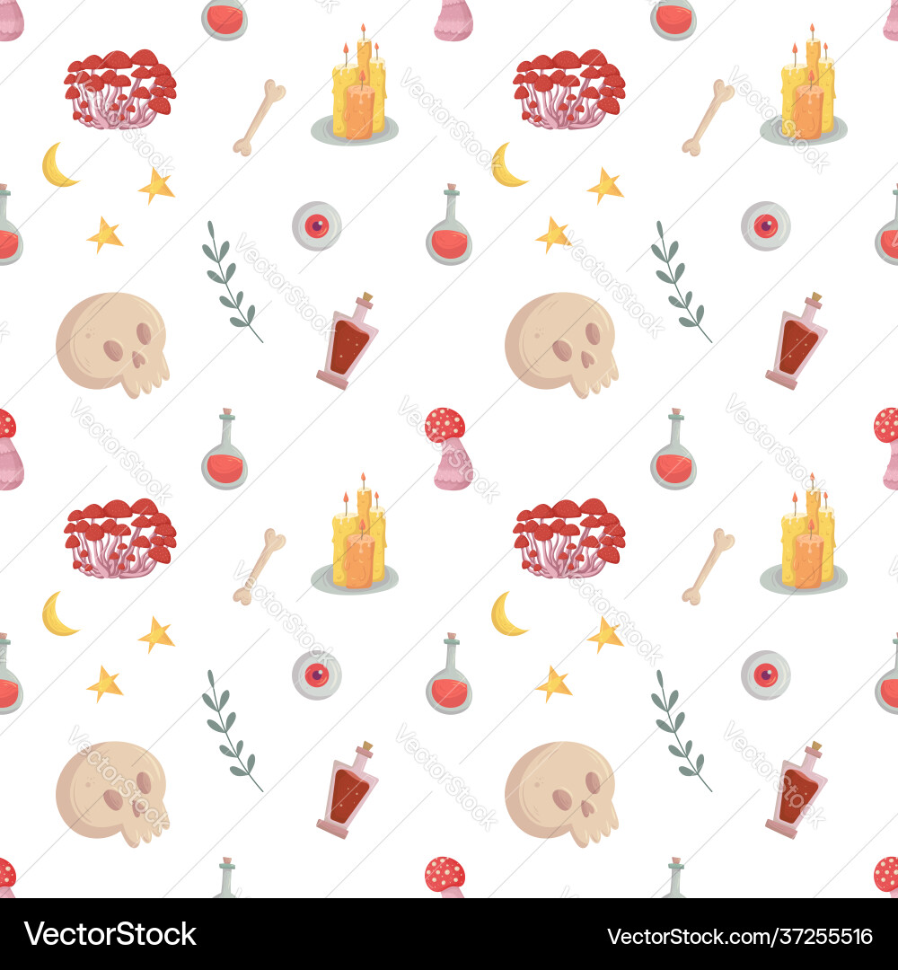 Witch seamless pattern with esoteric tools Vector Image