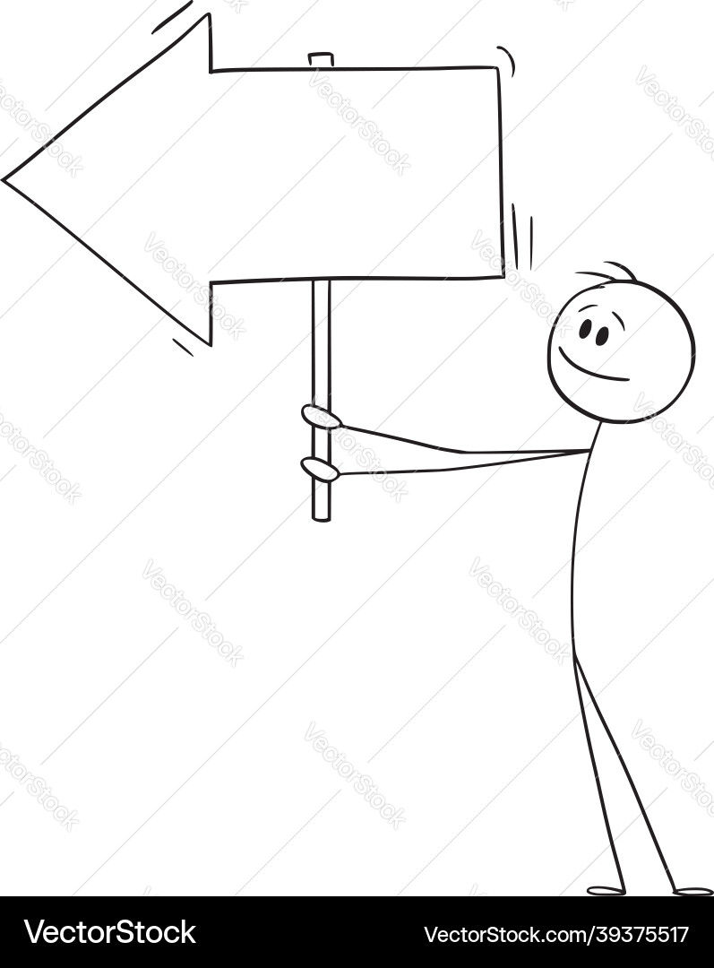 Businessman Pointing with Empty Arrow vector image