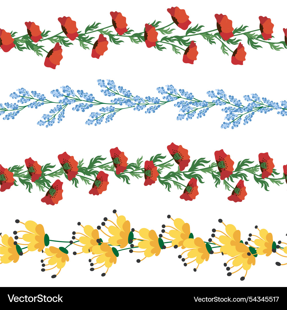 Chamomile horizontal border seamless pattern Vector Image