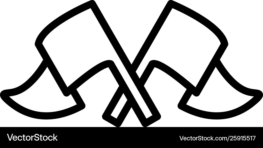 Crossed flags line icon in flat style for app ui Crossed flags line icon in flat style for app ui Vector Image