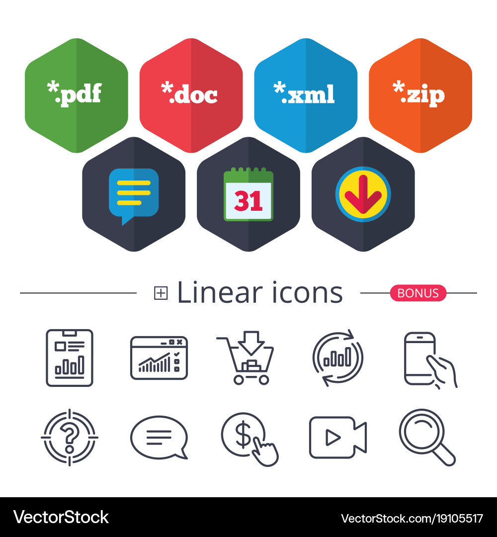 Document signs file extensions symbols Vector Image