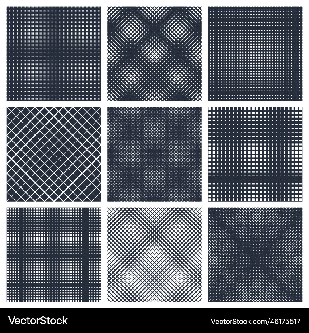 Geometric crossed lines seamless patterns set Geometric crossed lines seamless patterns set Vector Image