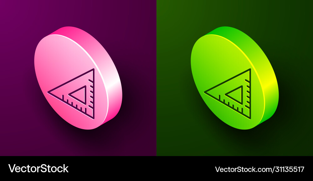 Isometric line triangular ruler icon isolated Vector Image