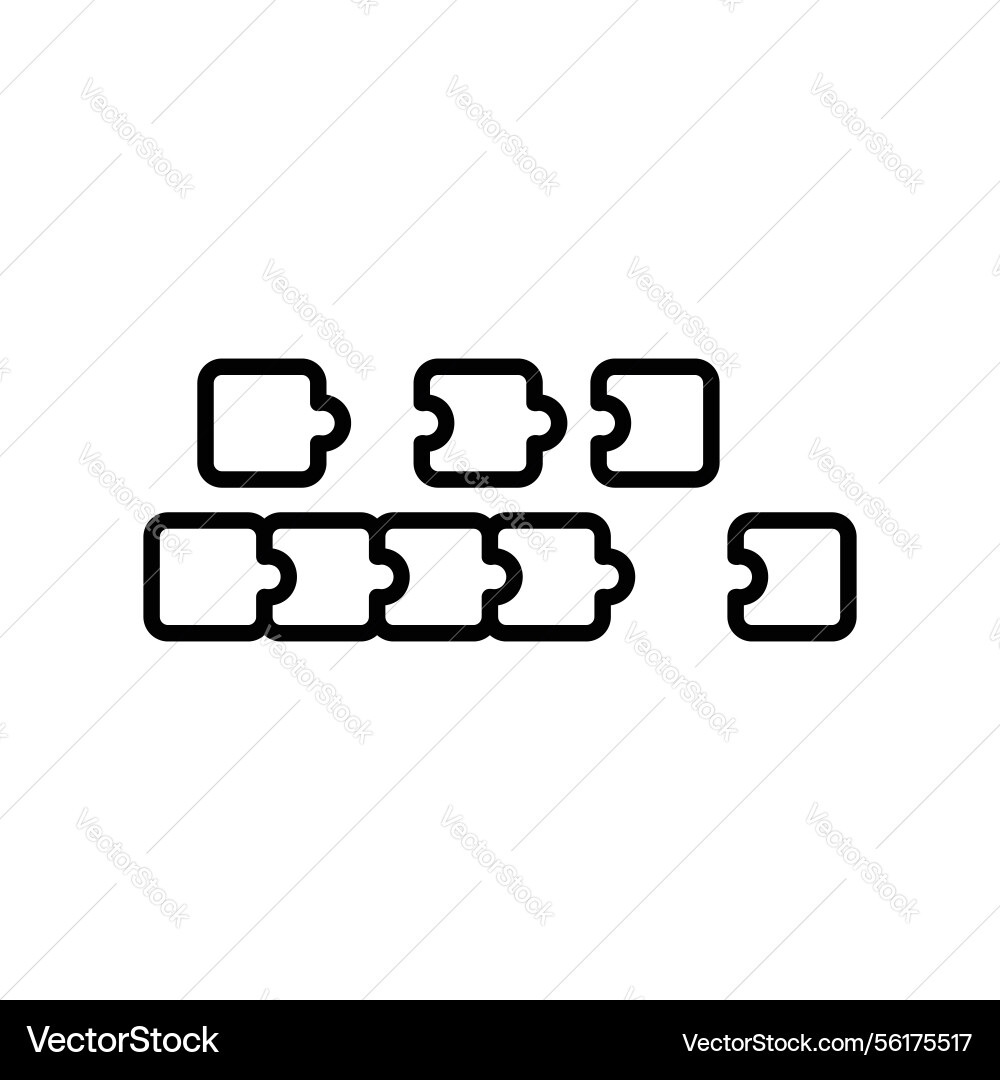Outline connected puzzle pieces in sequence Outline connected puzzle pieces in sequence vector image
